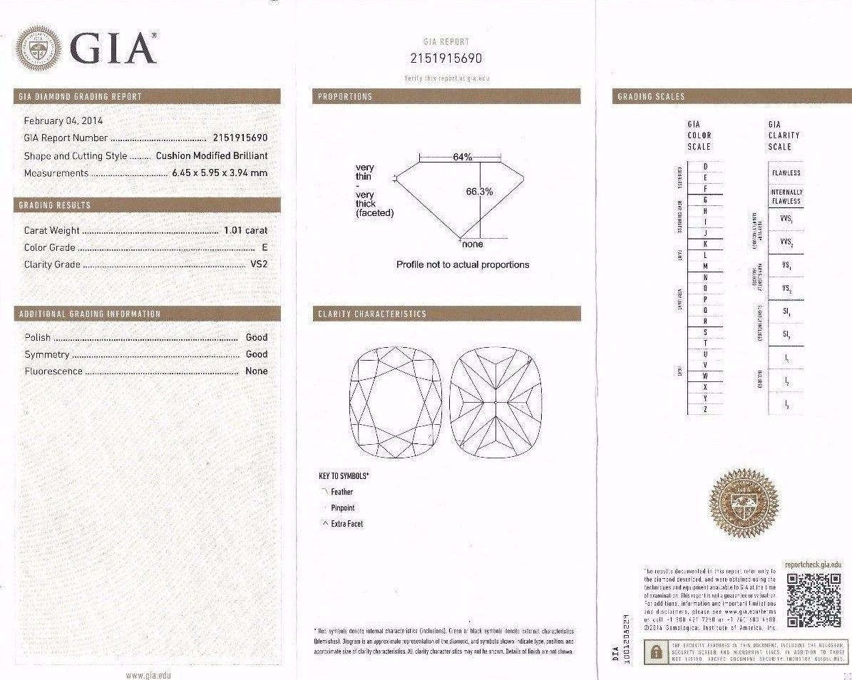 GIA Certified 2.41ct natural cushion cut baguettes diamond ring platinum E/Vs2
