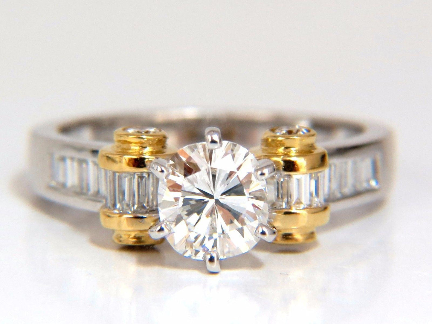GIA Certified 2.41ct natural cushion cut baguettes diamond ring platinum E/Vs2