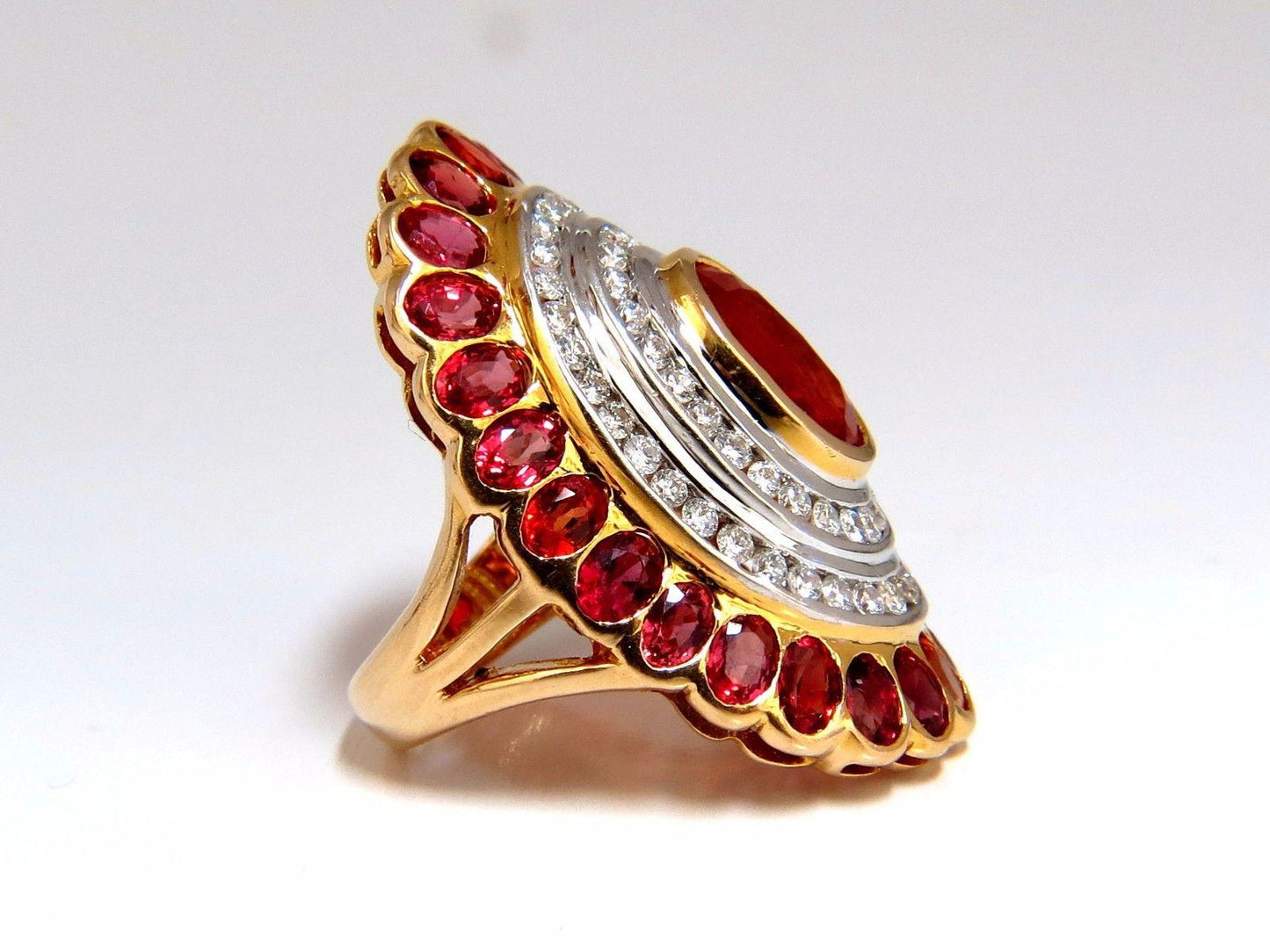 12.30ct Natural Spinel Cluster Ballerina Diamonds Ring 18kt Gold Ref 12313
