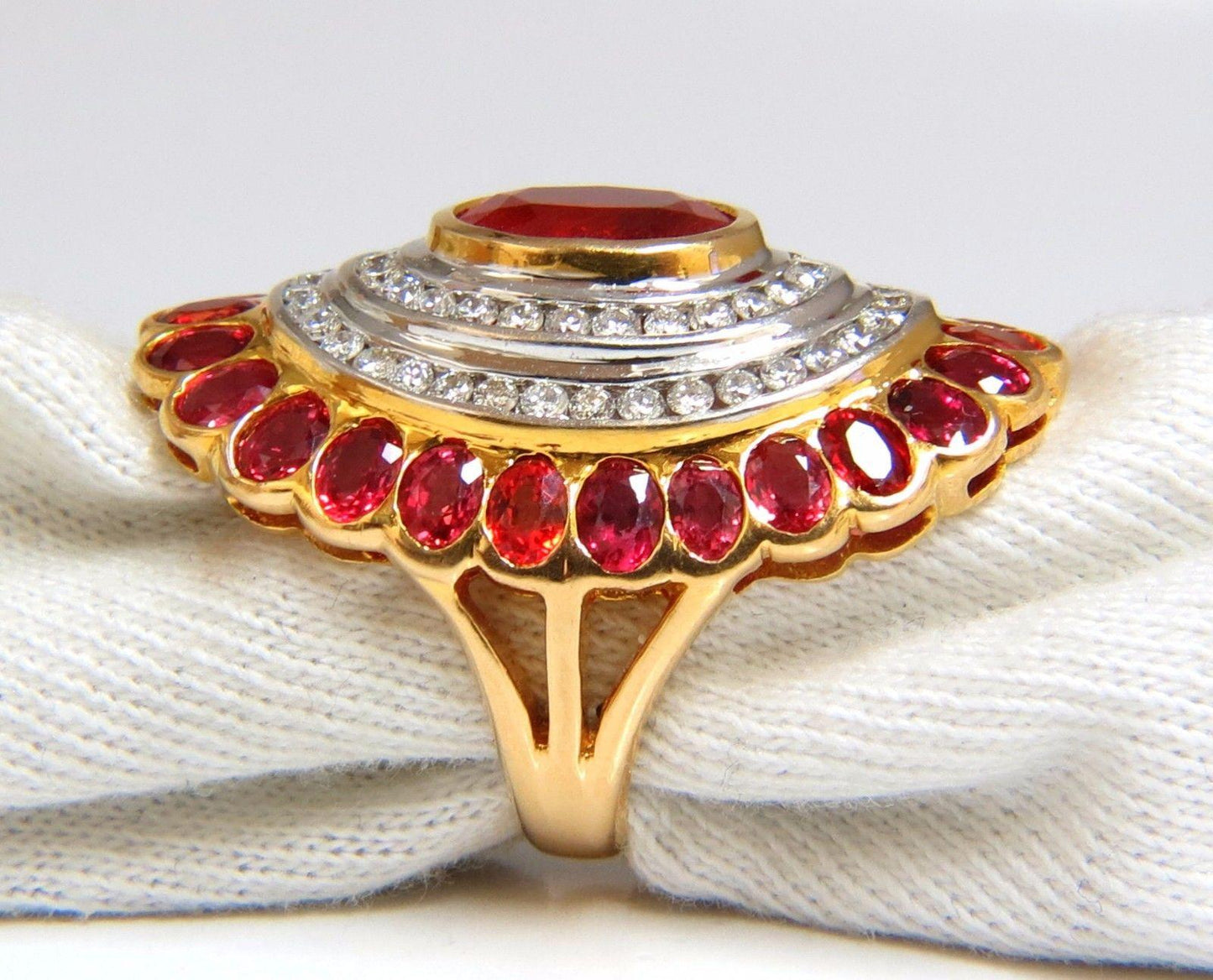 12.30ct Natural Spinel Cluster Ballerina Diamonds Ring 18kt Gold Ref 12313