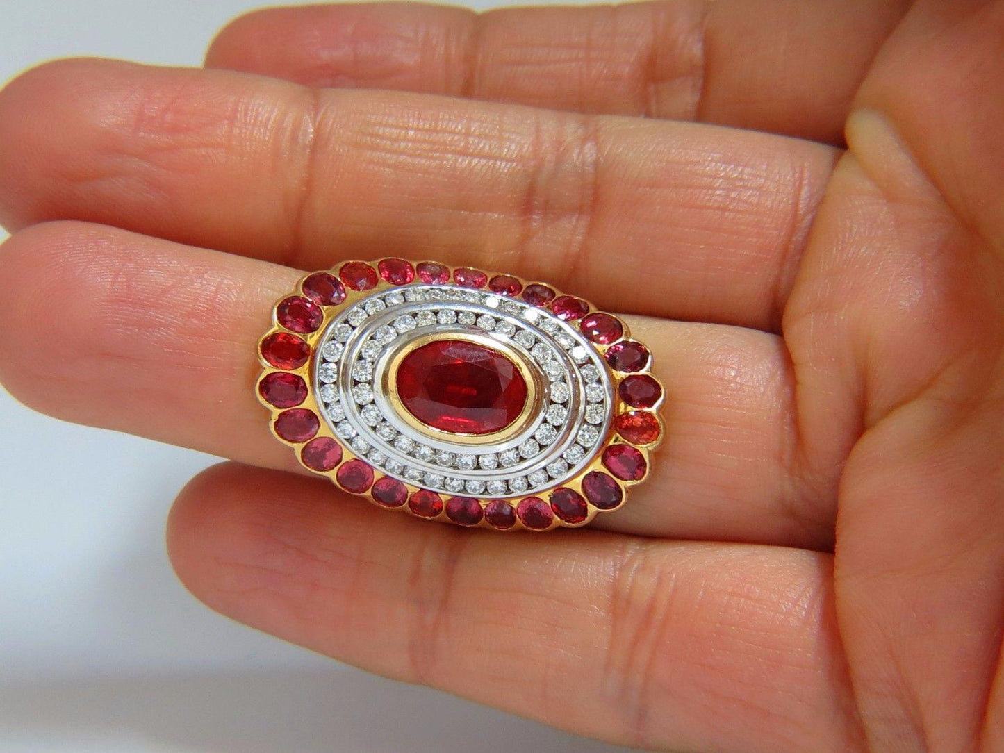 12.30ct Natural Spinel Cluster Ballerina Diamonds Ring 18kt Gold Ref 12313