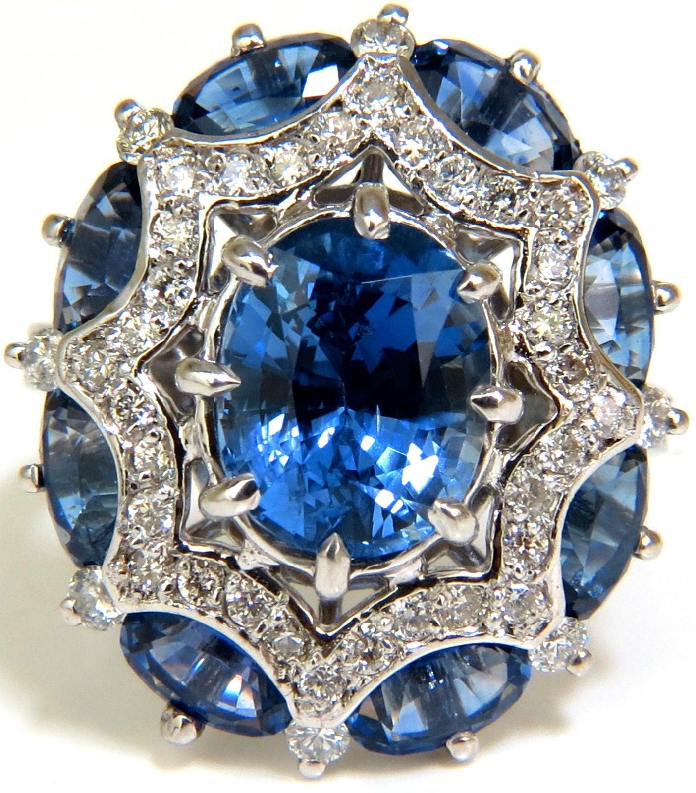 GIA Certified 4.32ct No Heat Sapphire Diamonds Ring 14kt gold 10044