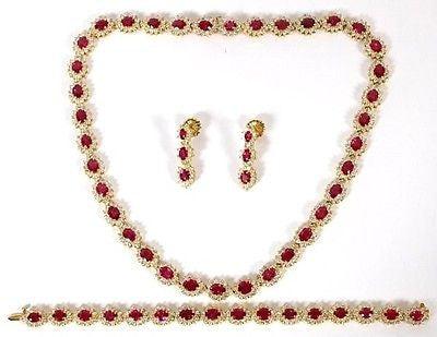 GIA certified 45.20ct Natural Ruby Necklace Bracelet Earrings Suite 18kt 10049