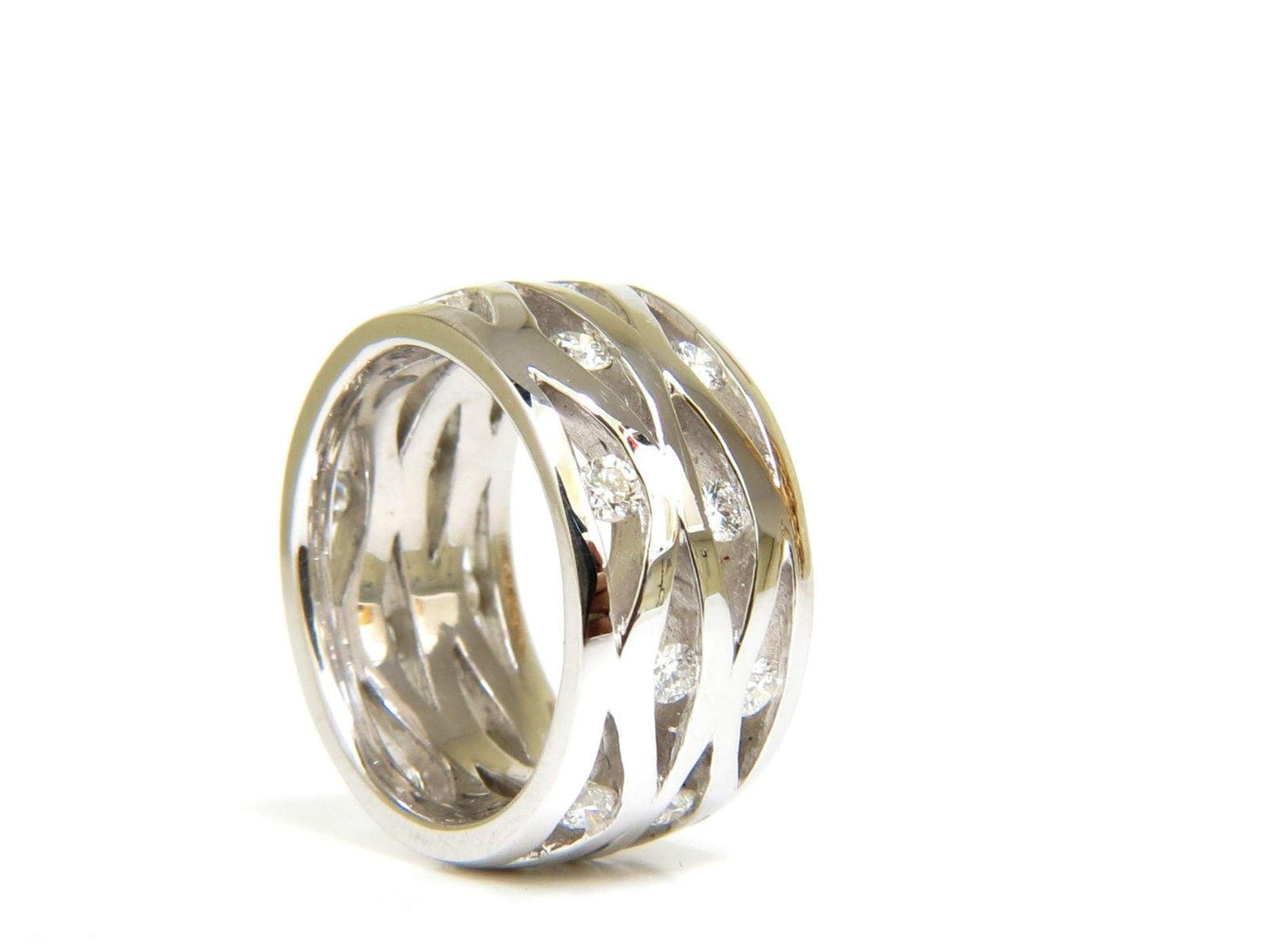 18KT .75CT DIAMOND 3D CHANNEL WAVE WIDE BAND 10.50MM SIZE 6.5 10067**