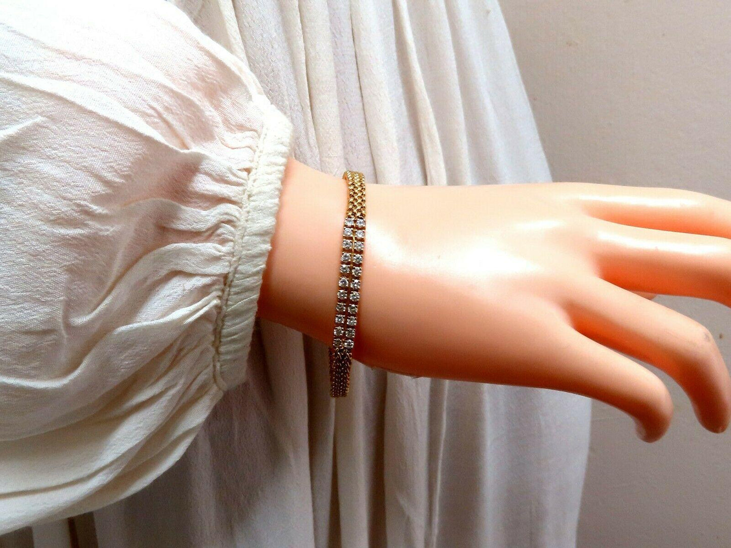 1.06 carat diamond id tag bracelet and weave pattern vintage deco 14kt 11414**