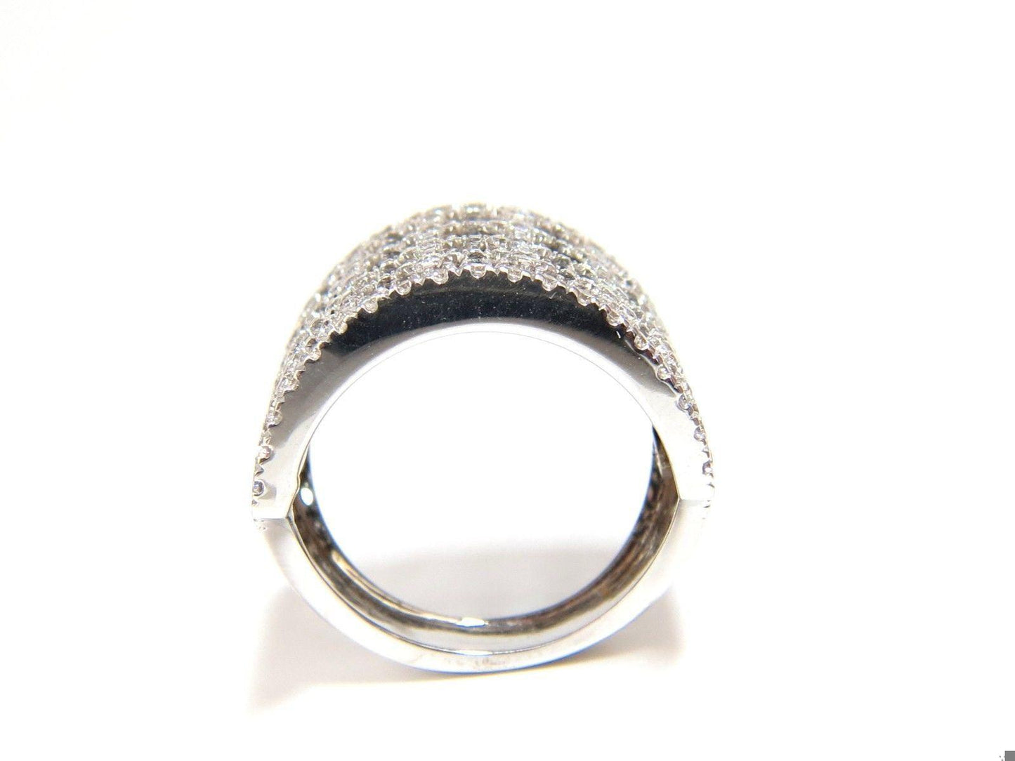 1.82CT DIAMONDS BEAD SET SANDWICHED BLACK UNDERLAY 3D BAND RING 18KT 10042