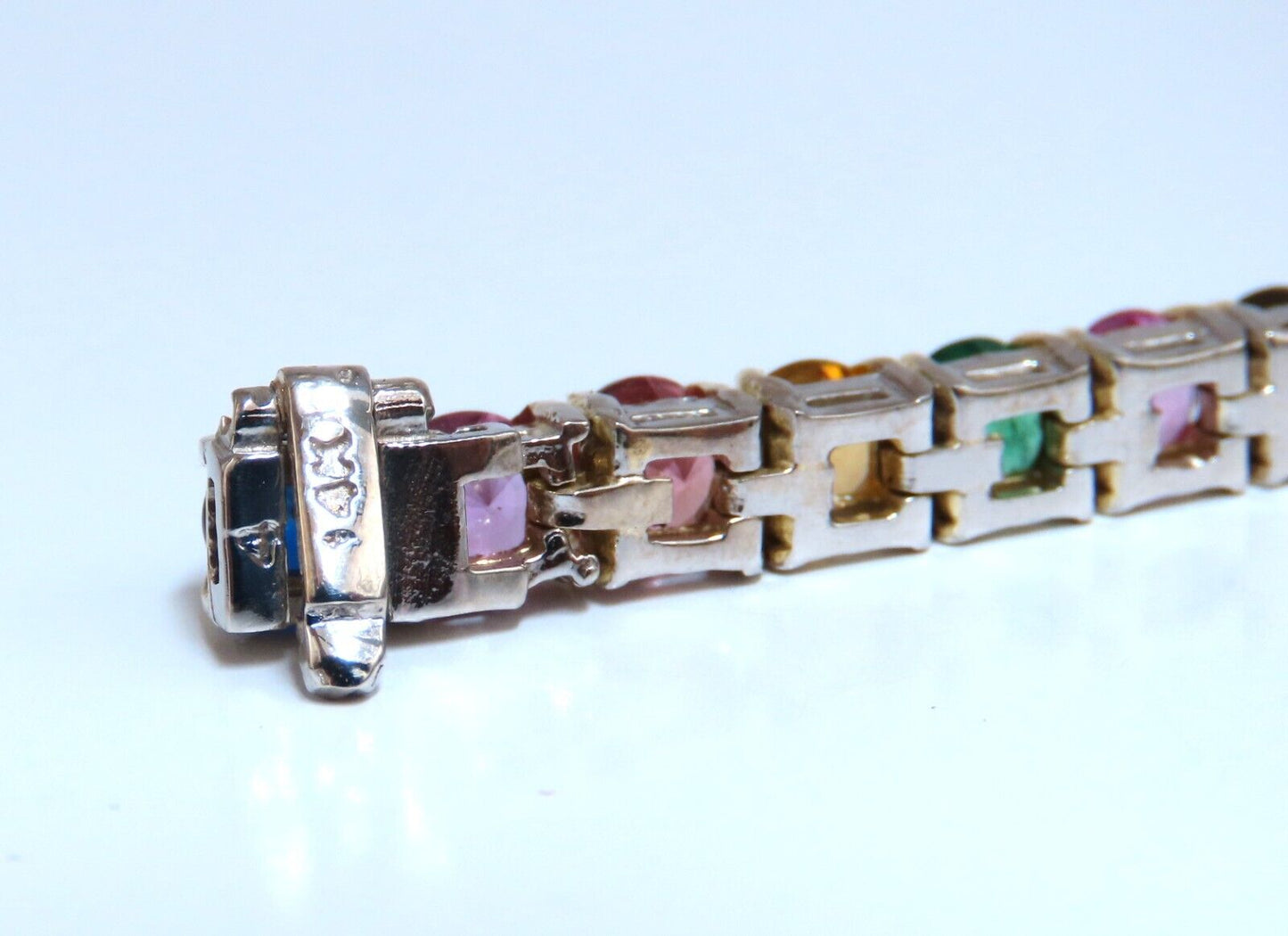 17.50ct Natural Sapphire Ruby Emerald Green Garnet Tennis Bracelet 14kt Gem Line