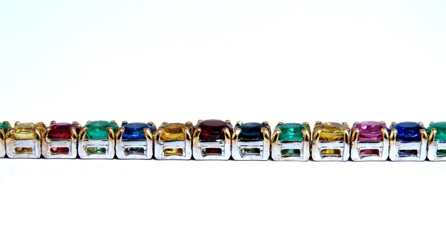 17.50ct Natural Sapphire Ruby Emerald Green Garnet Tennis Bracelet 14kt Gem Line