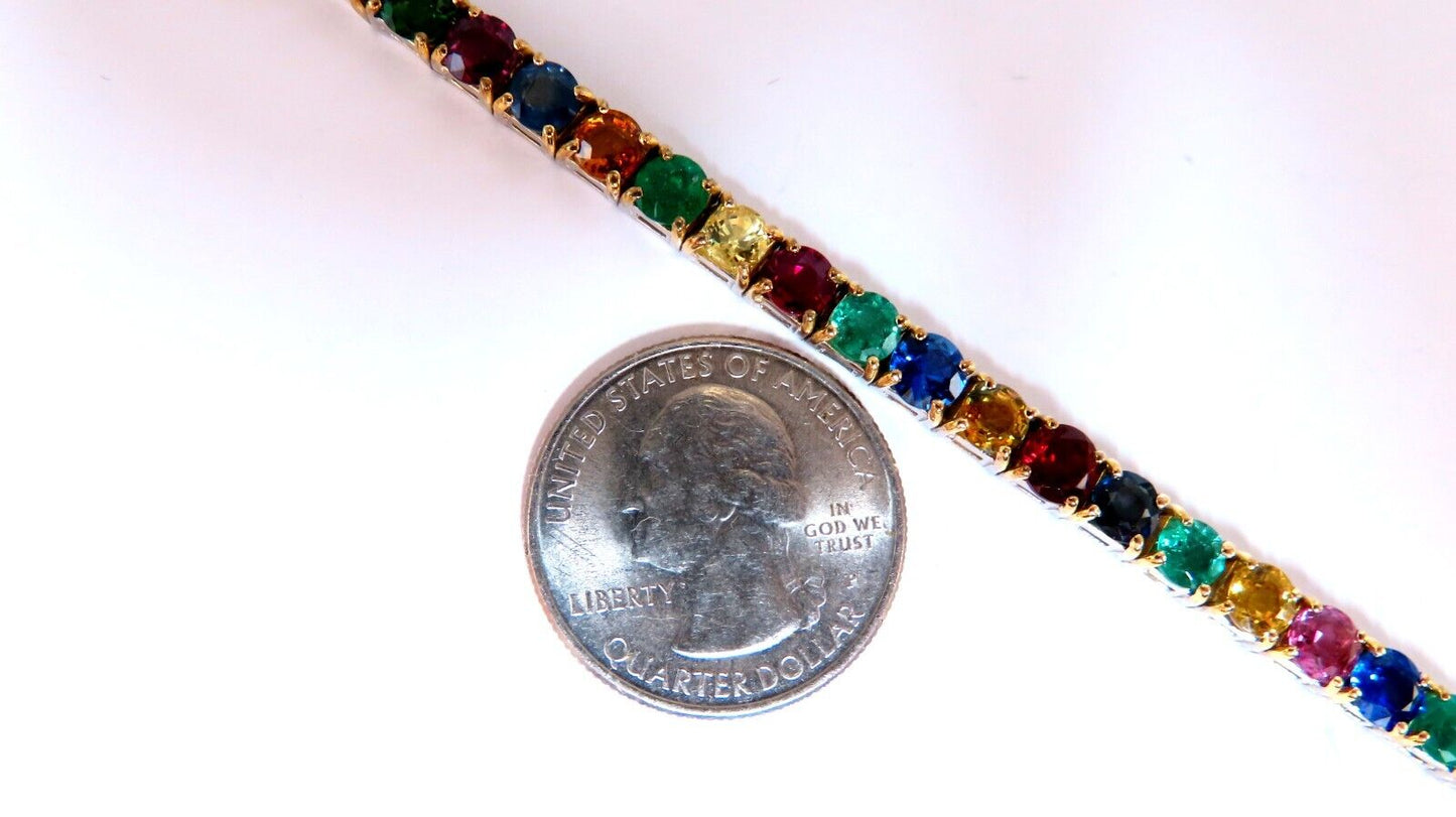 17.50ct Natural Sapphire Ruby Emerald Green Garnet Tennis Bracelet 14kt Gem Line