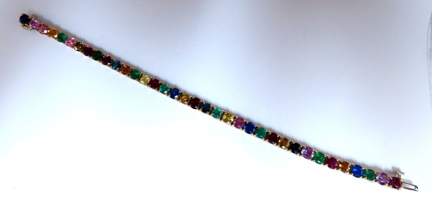 17.50ct Natural Sapphire Ruby Emerald Green Garnet Tennis Bracelet 14kt Gem Line