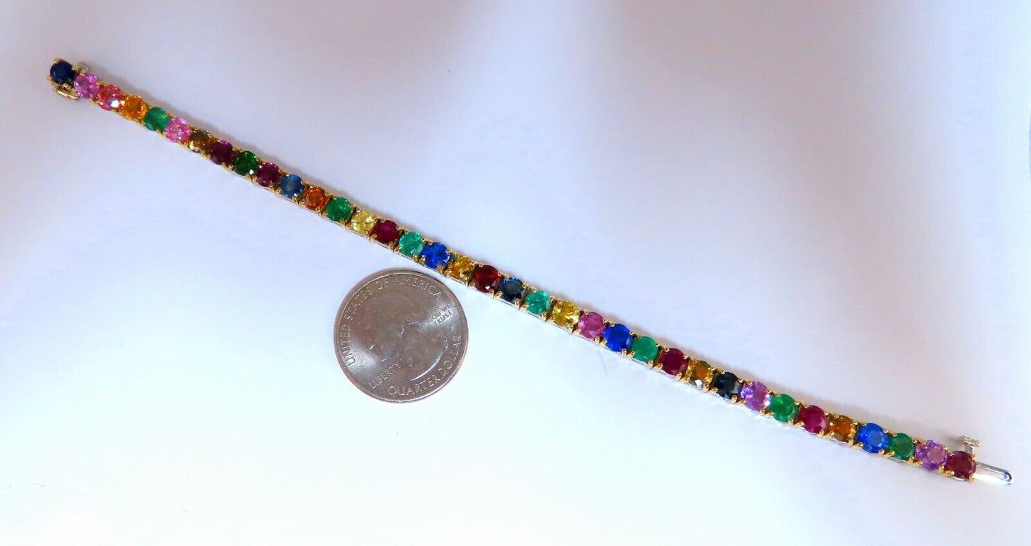 17.50ct Natural Sapphire Ruby Emerald Green Garnet Tennis Bracelet 14kt Gem Line