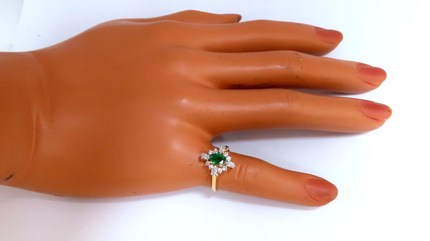 Emerald Diamonds Ring 14kt 1.20ct Edwardian Deco