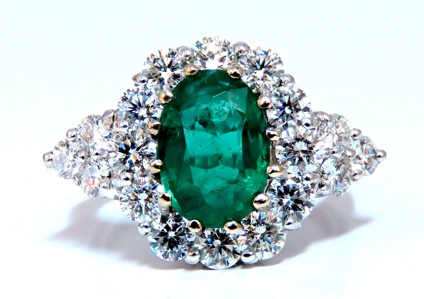 2.47ct GIA certified emerald diamond cluster ring 18kt