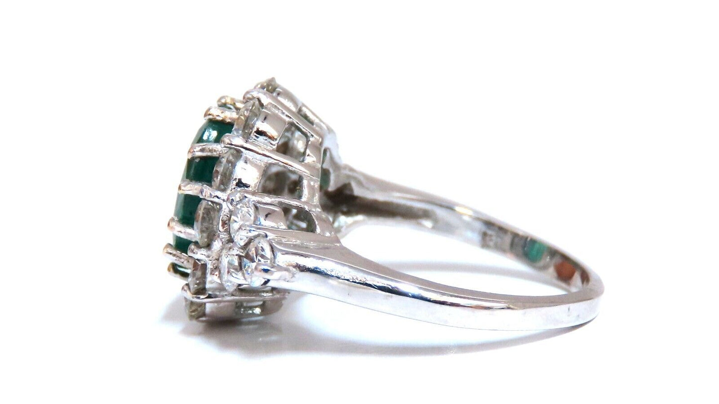 2.47ct GIA certified emerald diamond cluster ring 18kt