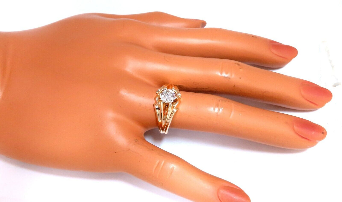 GIA Certified 1.02ct Natural Round Diamond solitaire mens ring 14kt