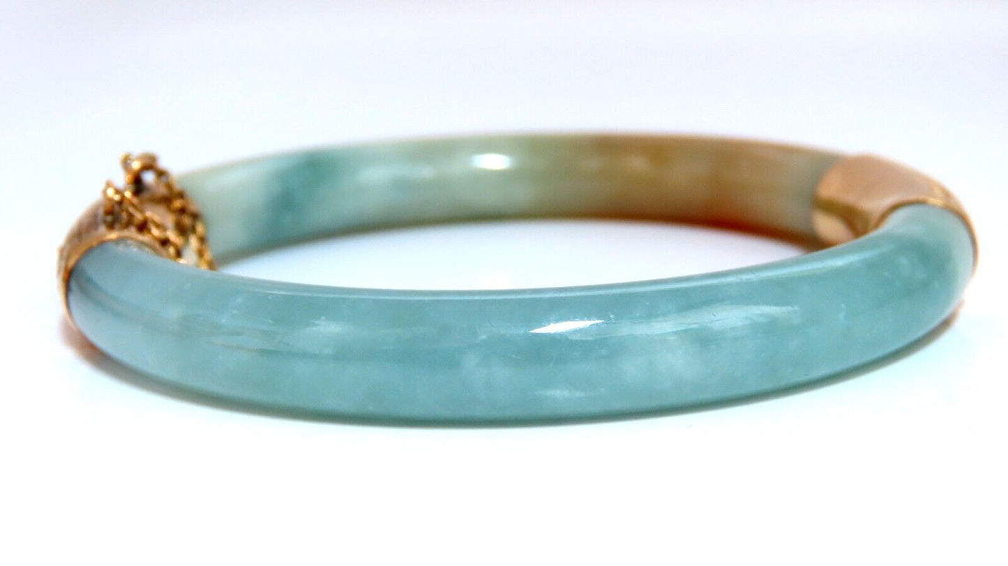 GIA Certified Natural Jade Bangle Bracelet 14kt