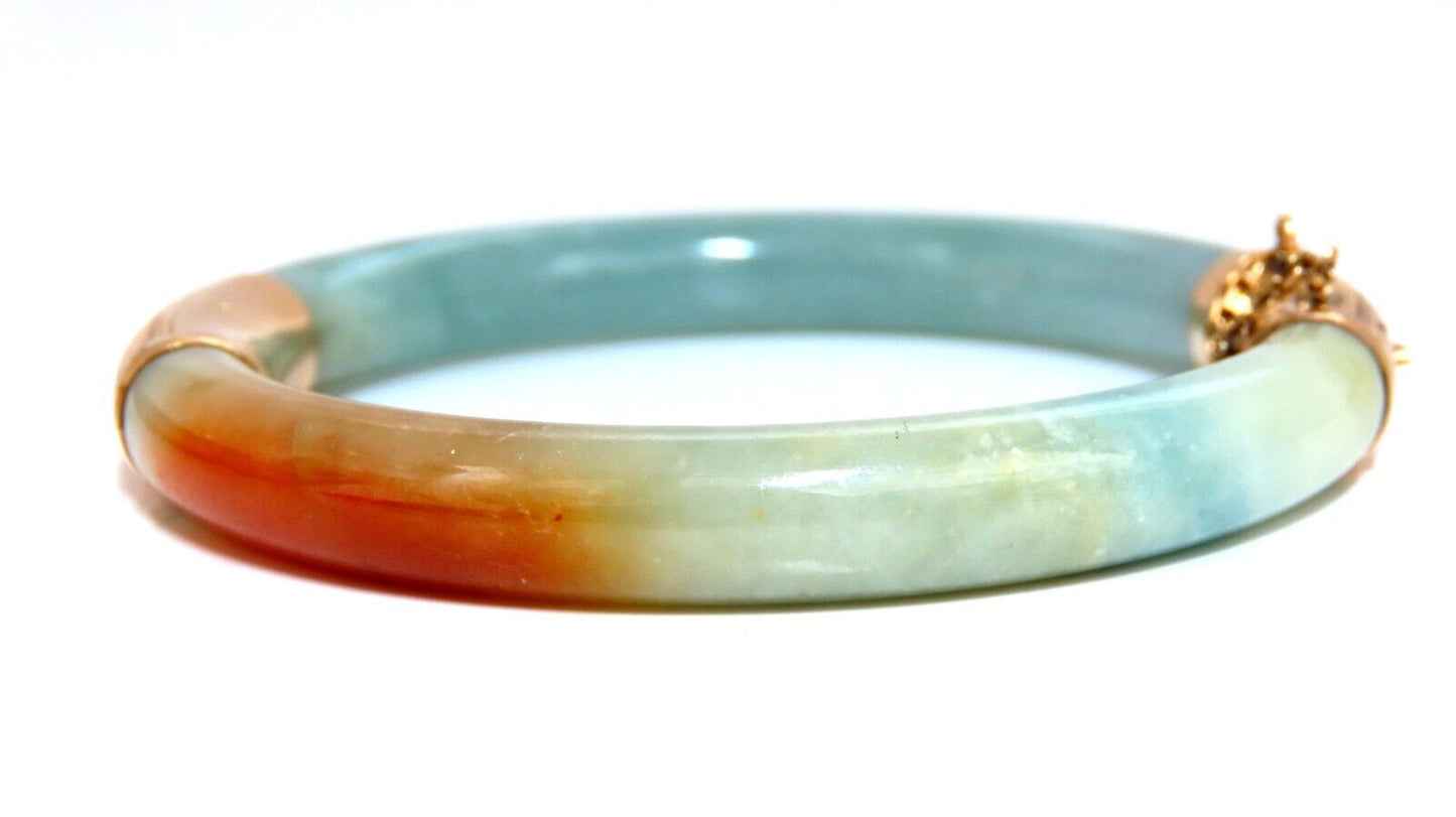GIA Certified Natural Jade Bangle Bracelet 14kt