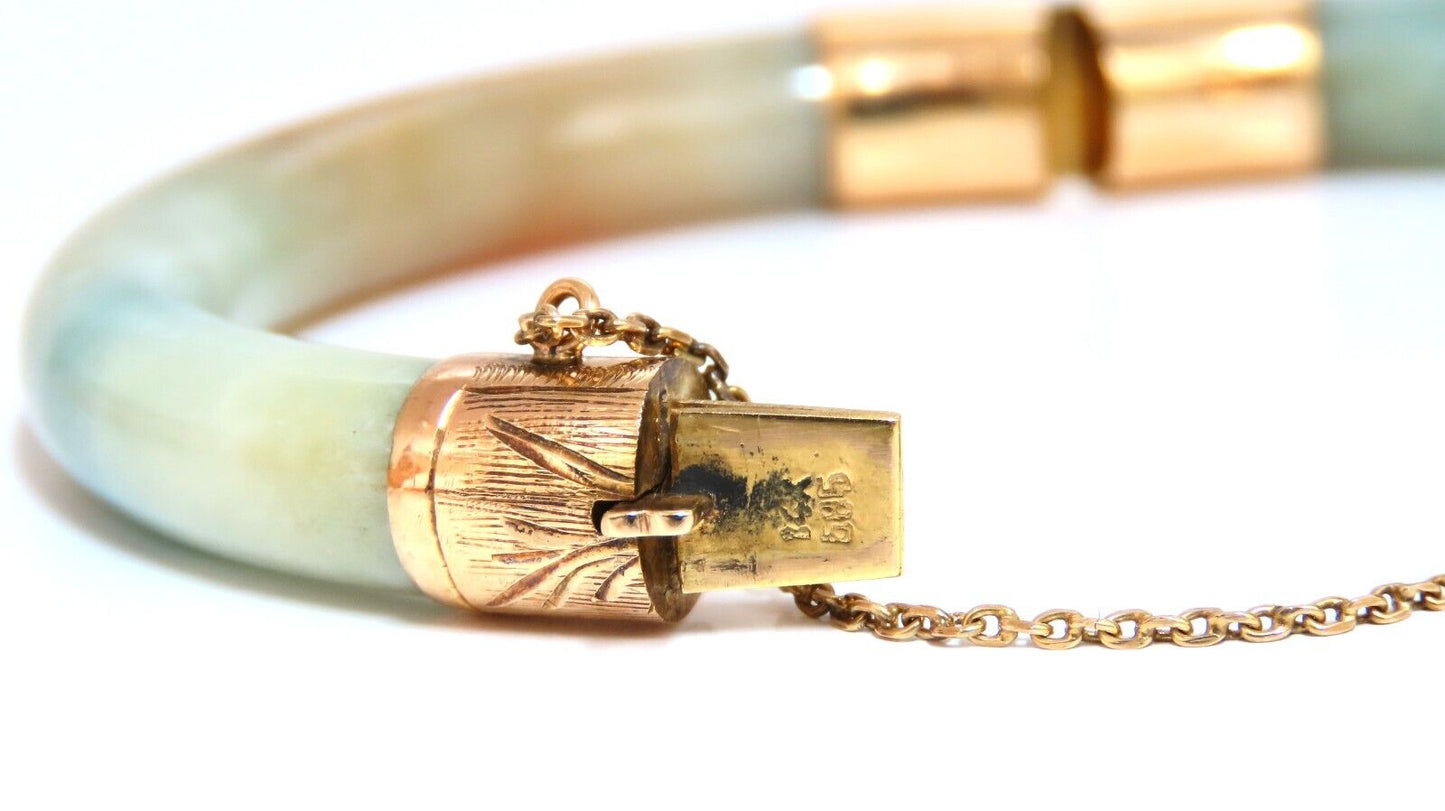 GIA Certified Natural Jade Bangle Bracelet 14kt