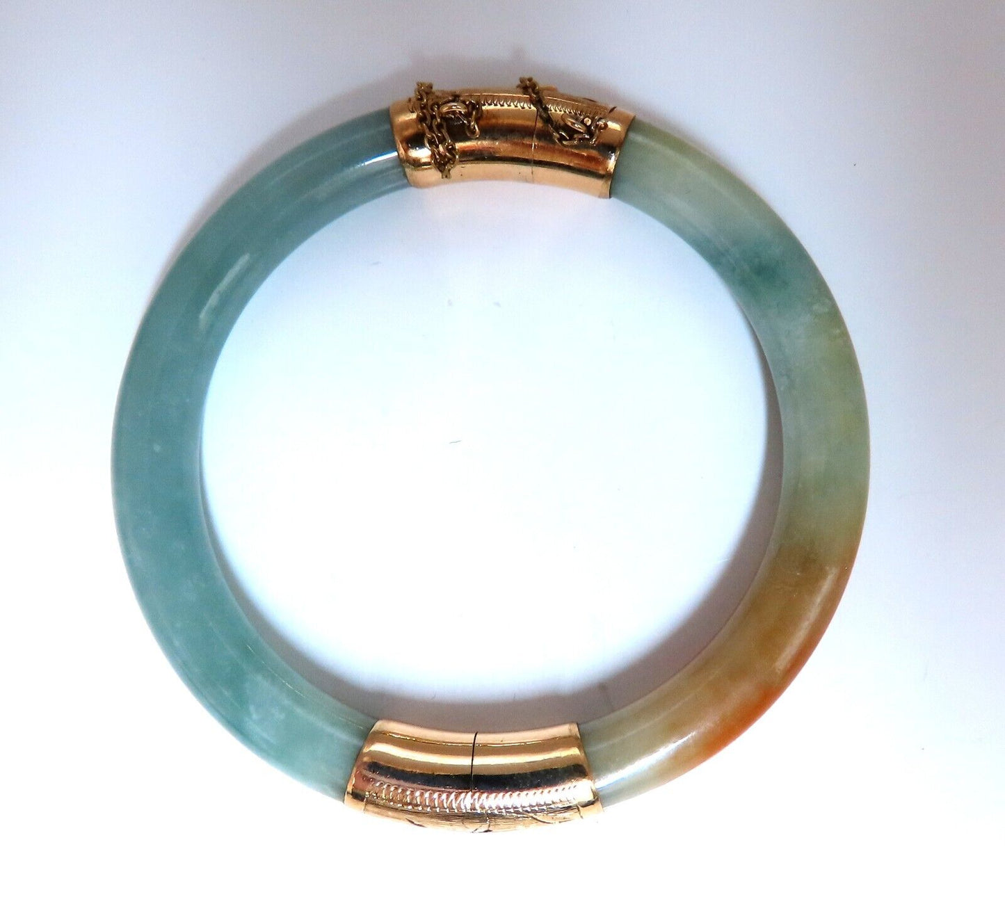 GIA Certified Natural Jade Bangle Bracelet 14kt