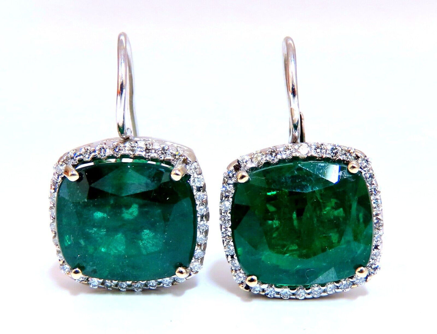 GIA Certified 17.05ct Natural Emeralds Diamond Earrings 18kt Cluster Halo