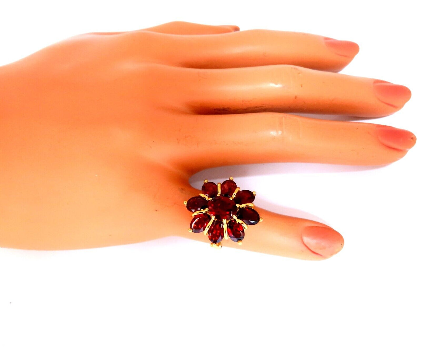10 carat natural garnets clover ring 10kt yellow gold