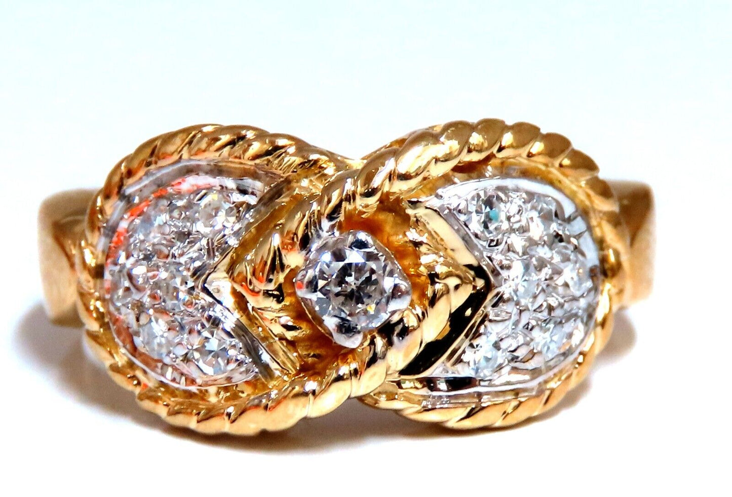 .20ct Natural Round Diamond Ring 14kt Bow Deco
