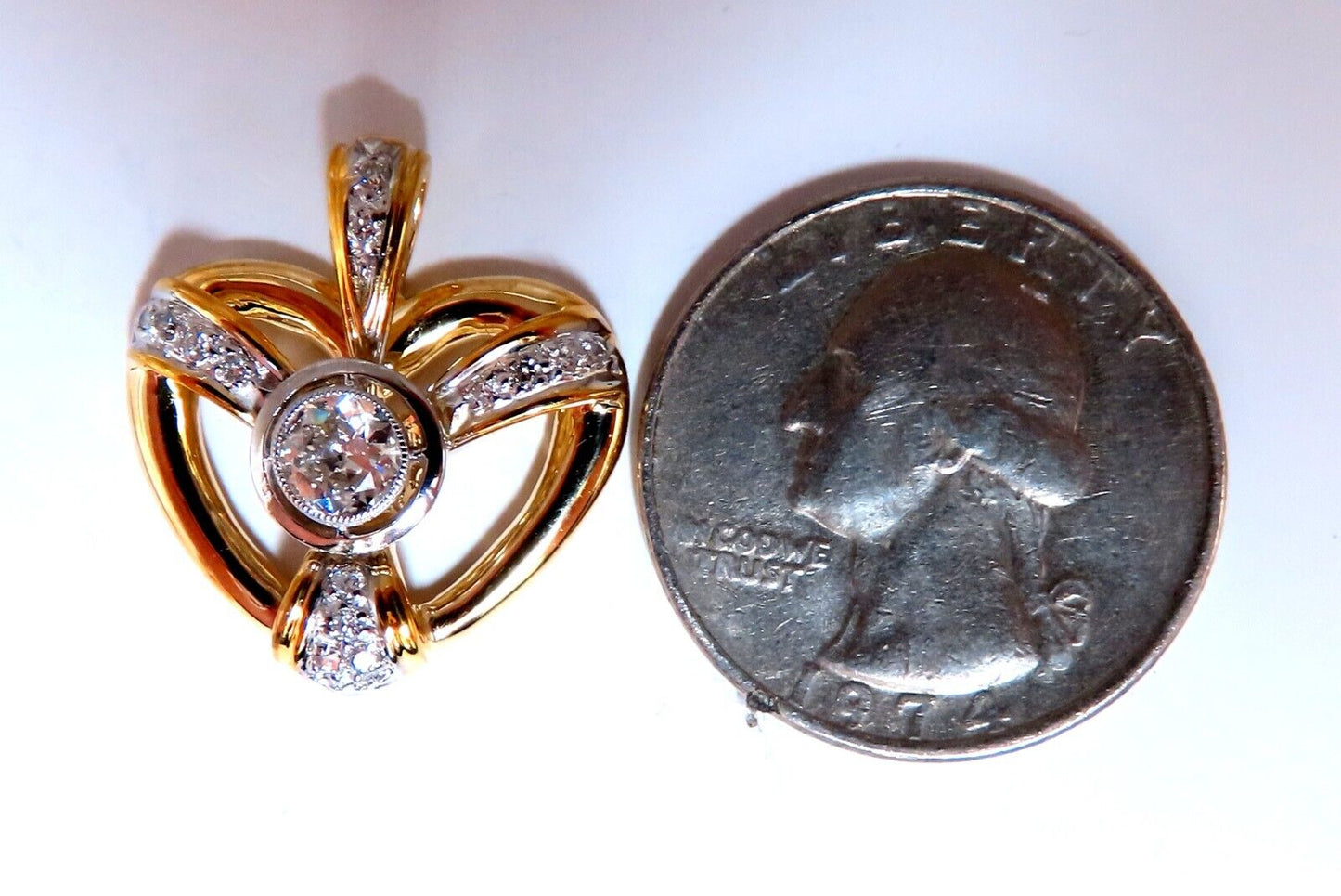 .40ct Natural Diamond Heart Pendant Flush Mount 14kt