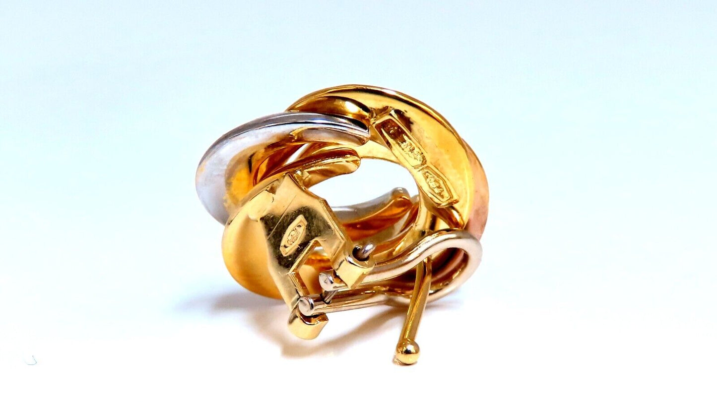 18kt Gold Tri-color Circular Clip Earrings