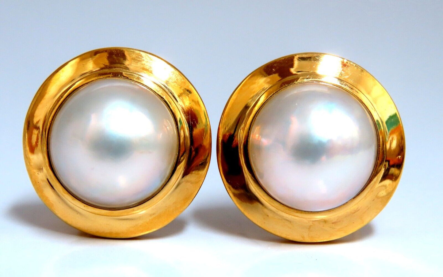 12mm Mabe Pearls Earrings 14kt Gold