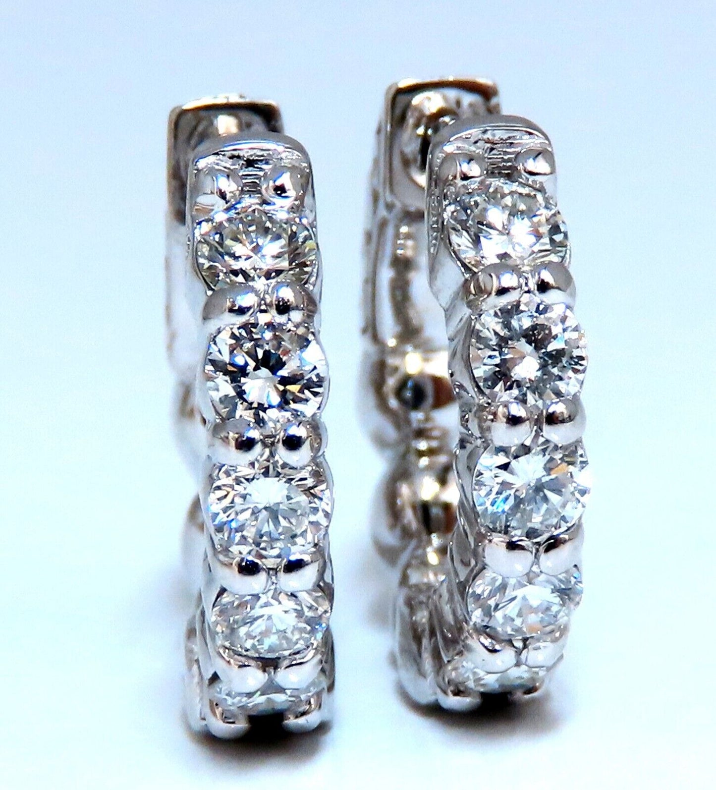 .83ct Natural Round Diamond hoop earrings 14kt 15mm single share prong