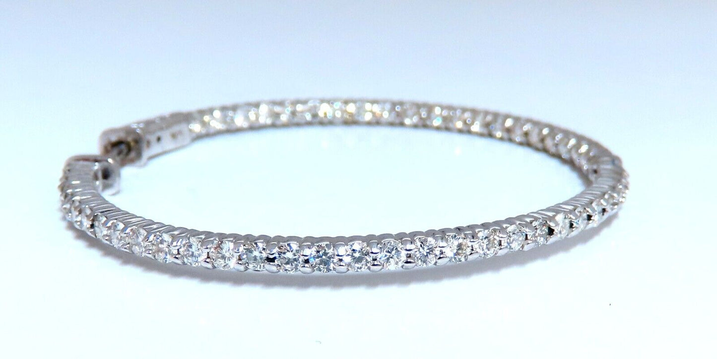 2.68ct Natural Round Diamond hoop earrings 14kt 1.7 inch single share prong
