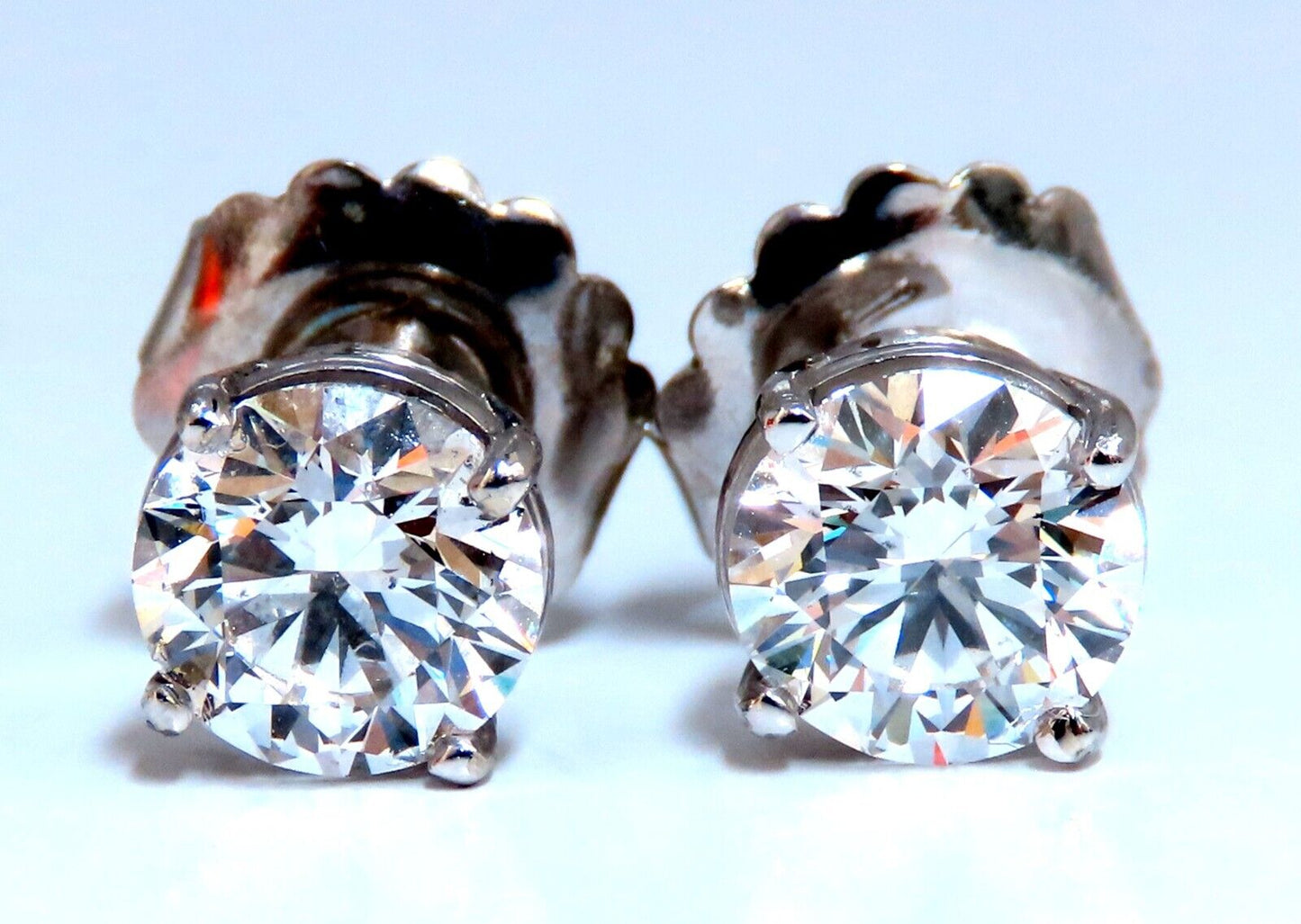 GIA Certified 3.10ct Natural Round Diamond Stud Earrings 14 Karat Ex LAB Created