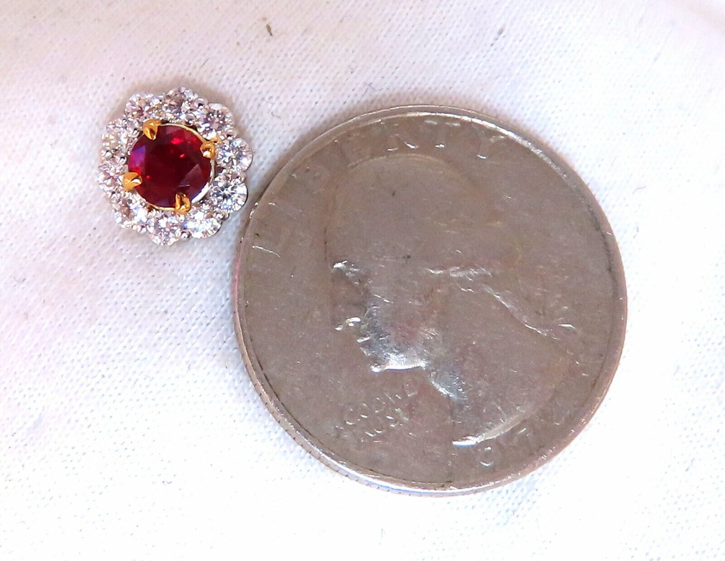 2.20ct Natural Ruby Diamond Cluster Stud earrings 14kt