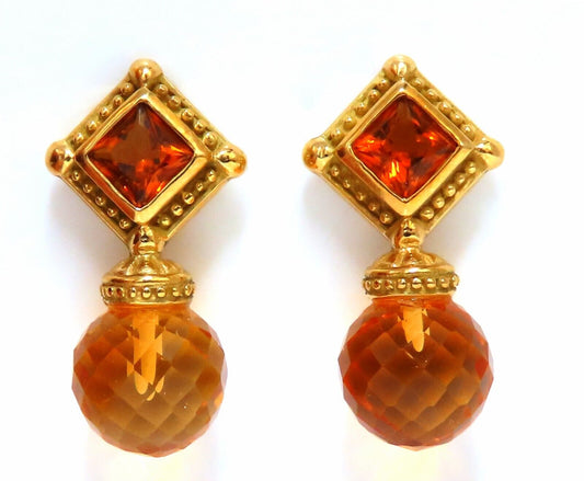 36ct Natural Briolette Citrine 18kt gold earrings