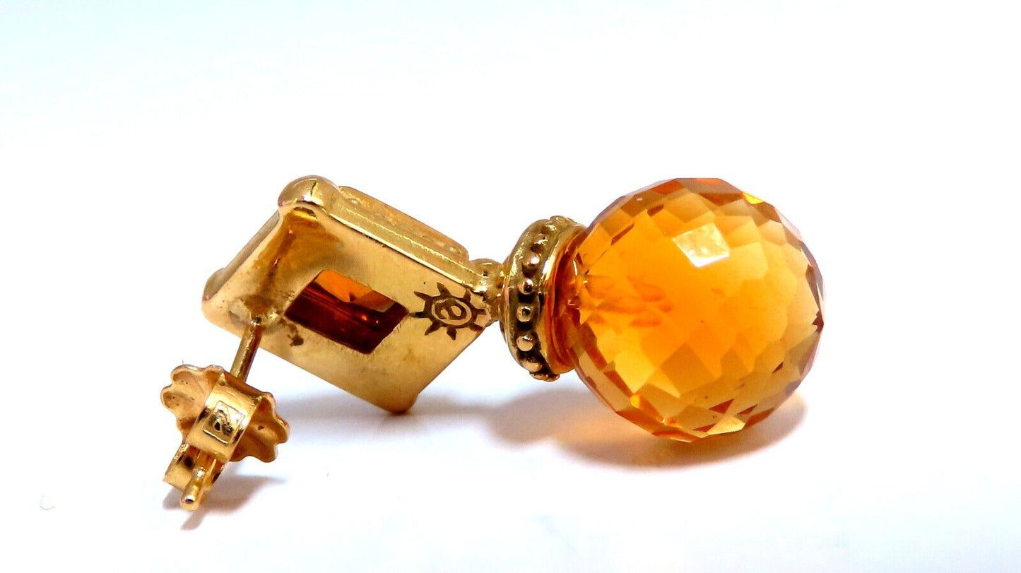 36ct Natural Briolette Citrine 18kt gold earrings