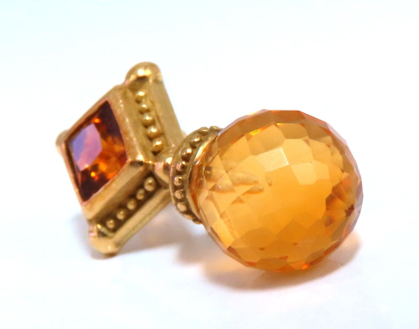 36ct Natural Briolette Citrine 18kt gold earrings