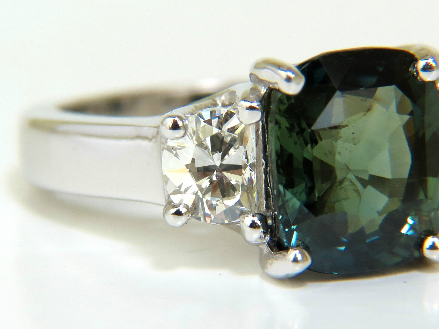 Certified 6.96CT No Heat Natural Green Sapphire Diamond Ring Unheated