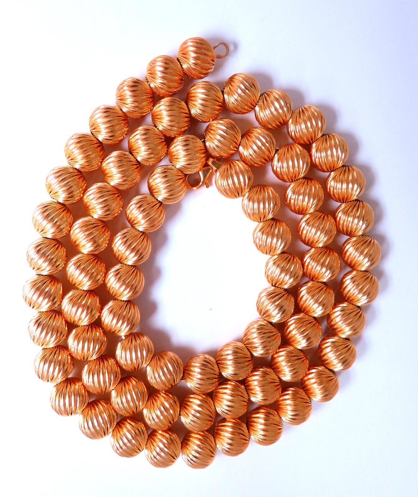 Barley Twist Beads Necklace 14kt 52 Grams 23inch