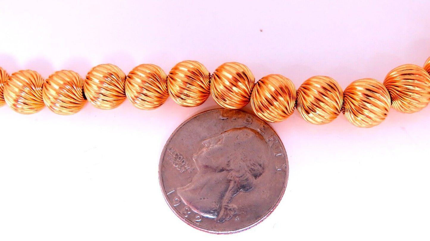 Barley Twist Beads Necklace 14kt 52 Grams 23inch