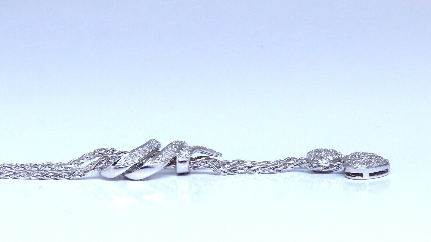 .90ct Natural Diamonds Dangle Hearts & Spiral Statement Necklace 18kt Gold