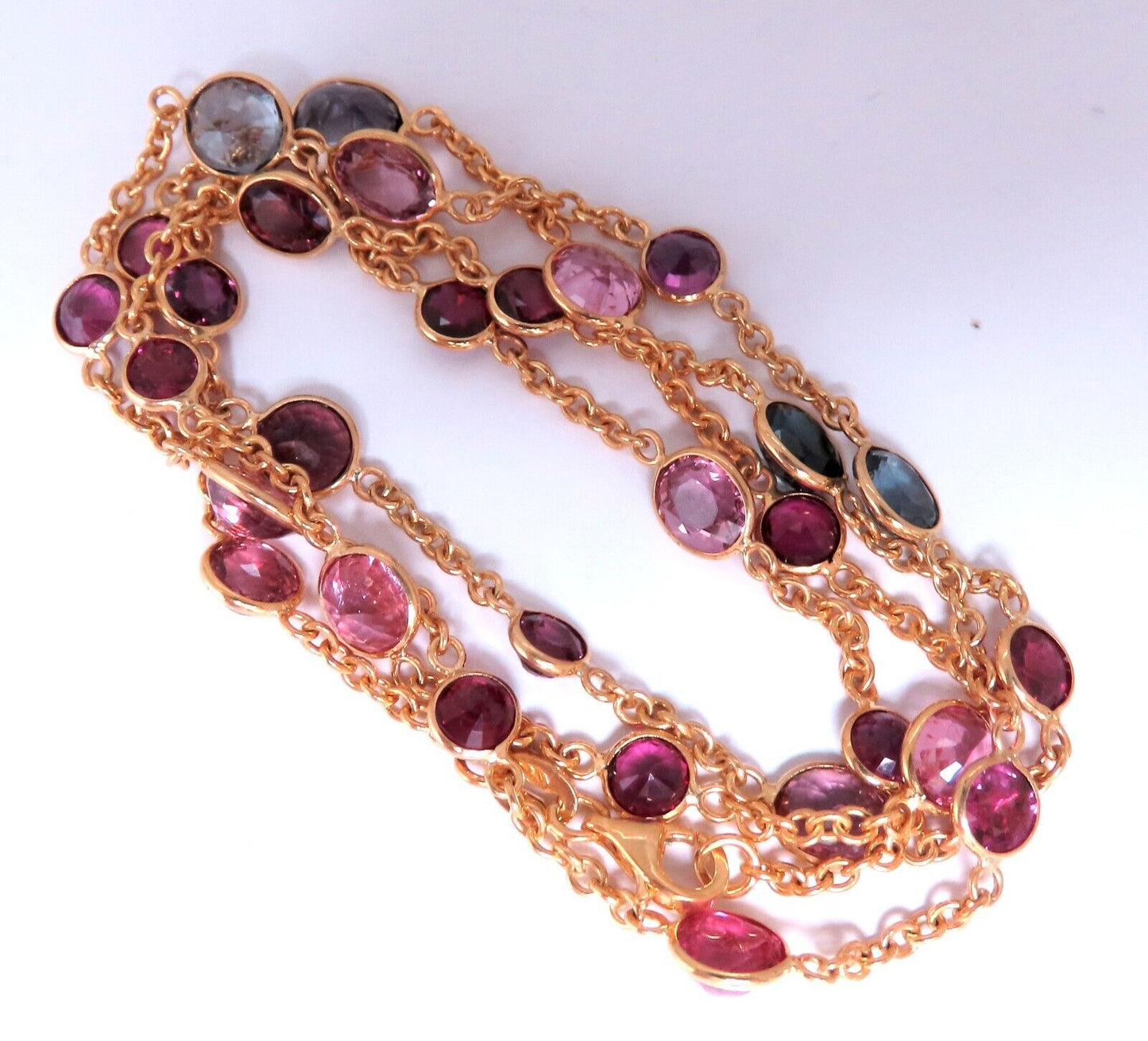 16ct Natural Ruby Sapphire Yard Necklace 14kt Gold