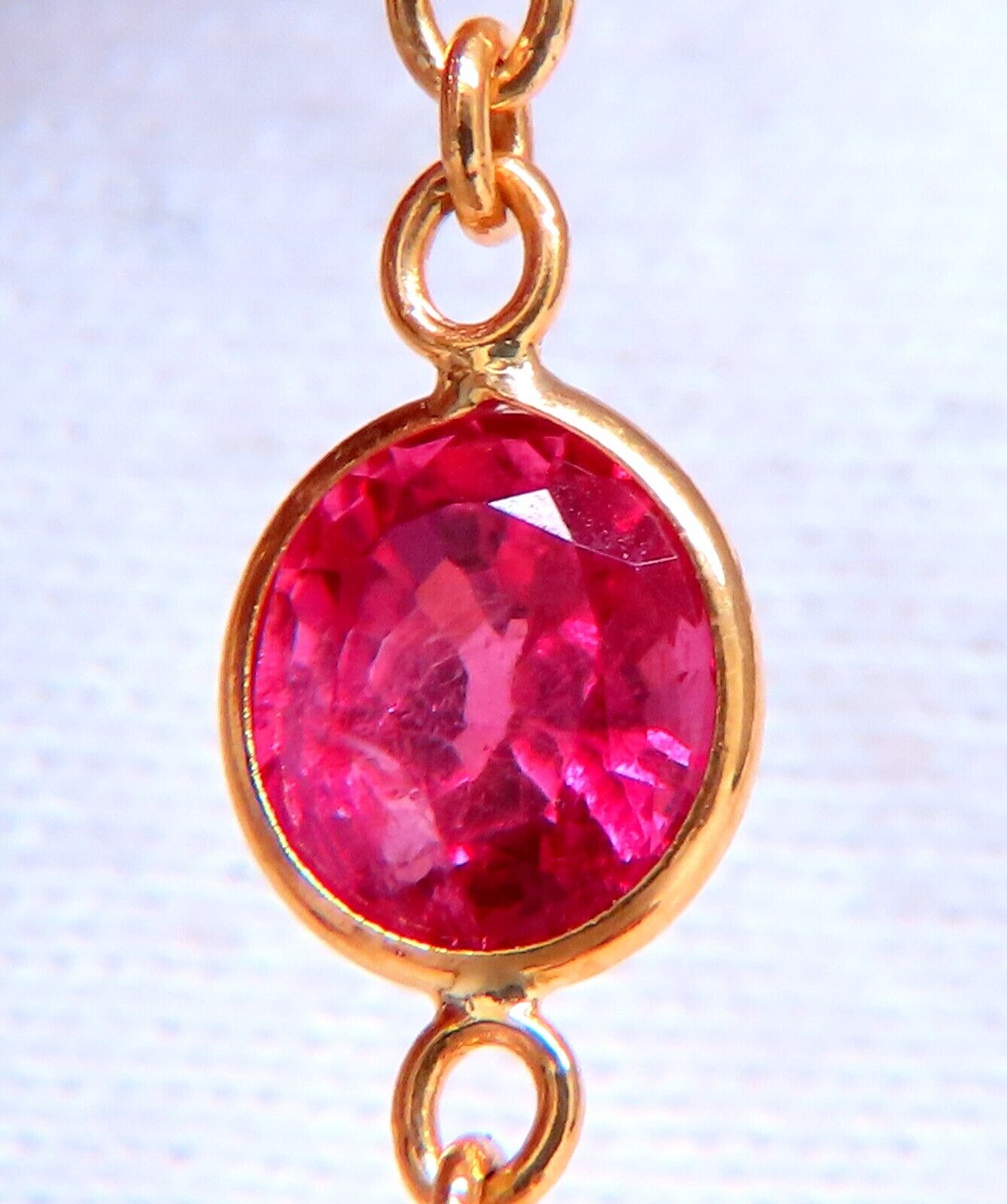 16ct Natural Ruby Sapphire Yard Necklace 14kt Gold