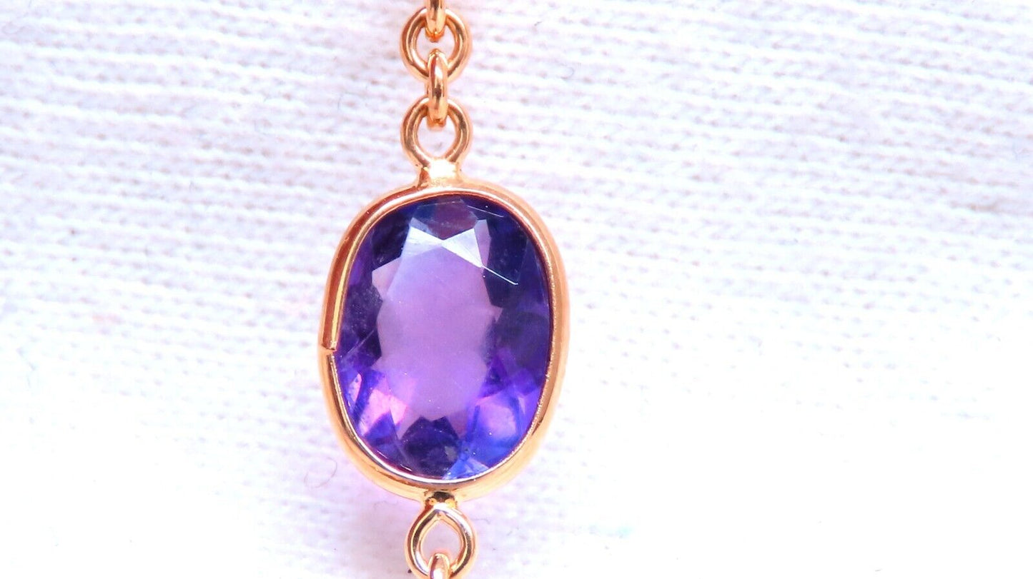 15ct Natural Sapphire Aquamarine Amethyst Yard Necklace 14kt Gold