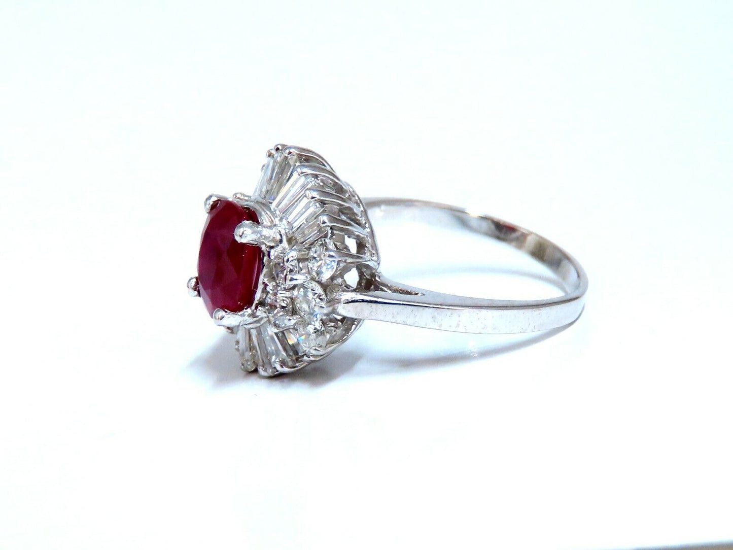 GIA Certified Burma Ruby 1.75ct Ballerina Cocktail Diamond ring 14kt