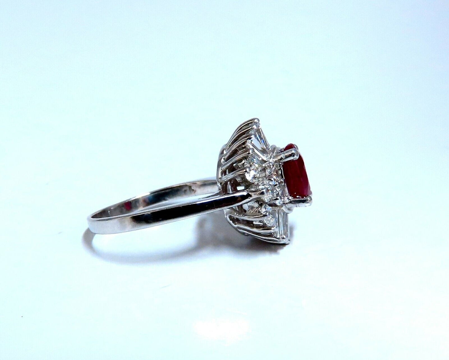 GIA Certified Burma Ruby 1.75ct Ballerina Cocktail Diamond ring 14kt