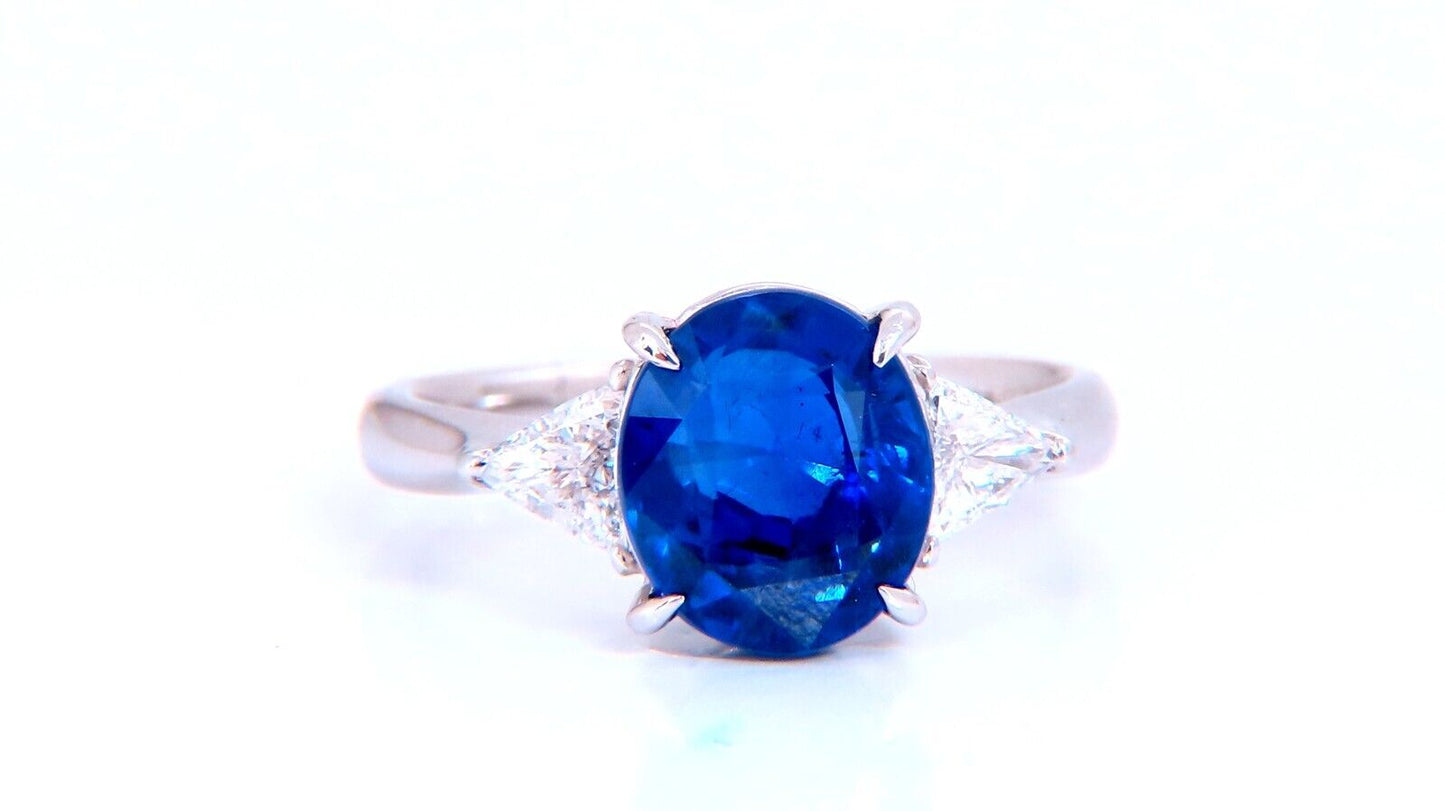 GIA Certified 3.43ct Burma No Heat Blue Sapphire Diamonds Ring Platinum