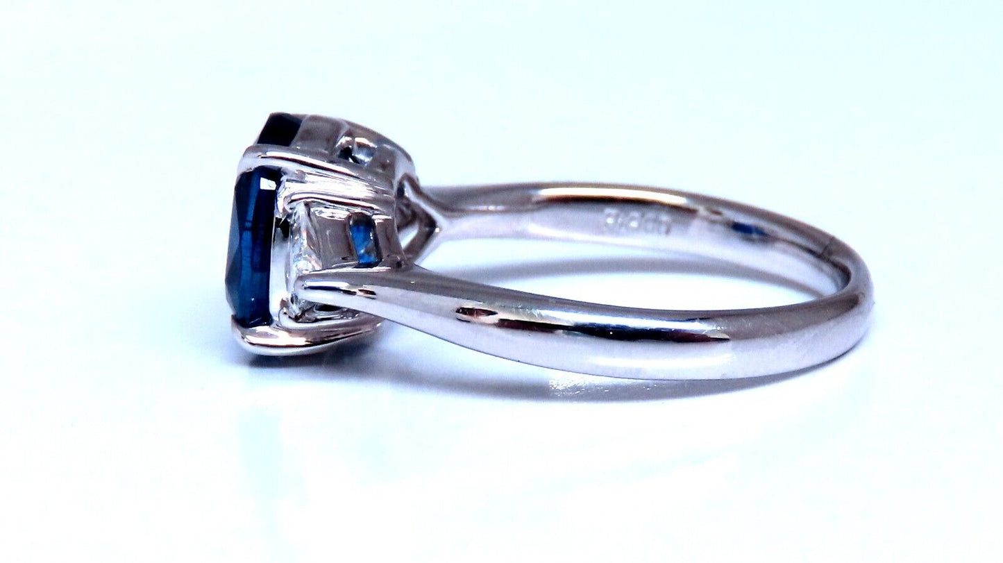 GIA Certified 3.43ct Burma No Heat Blue Sapphire Diamonds Ring Platinum