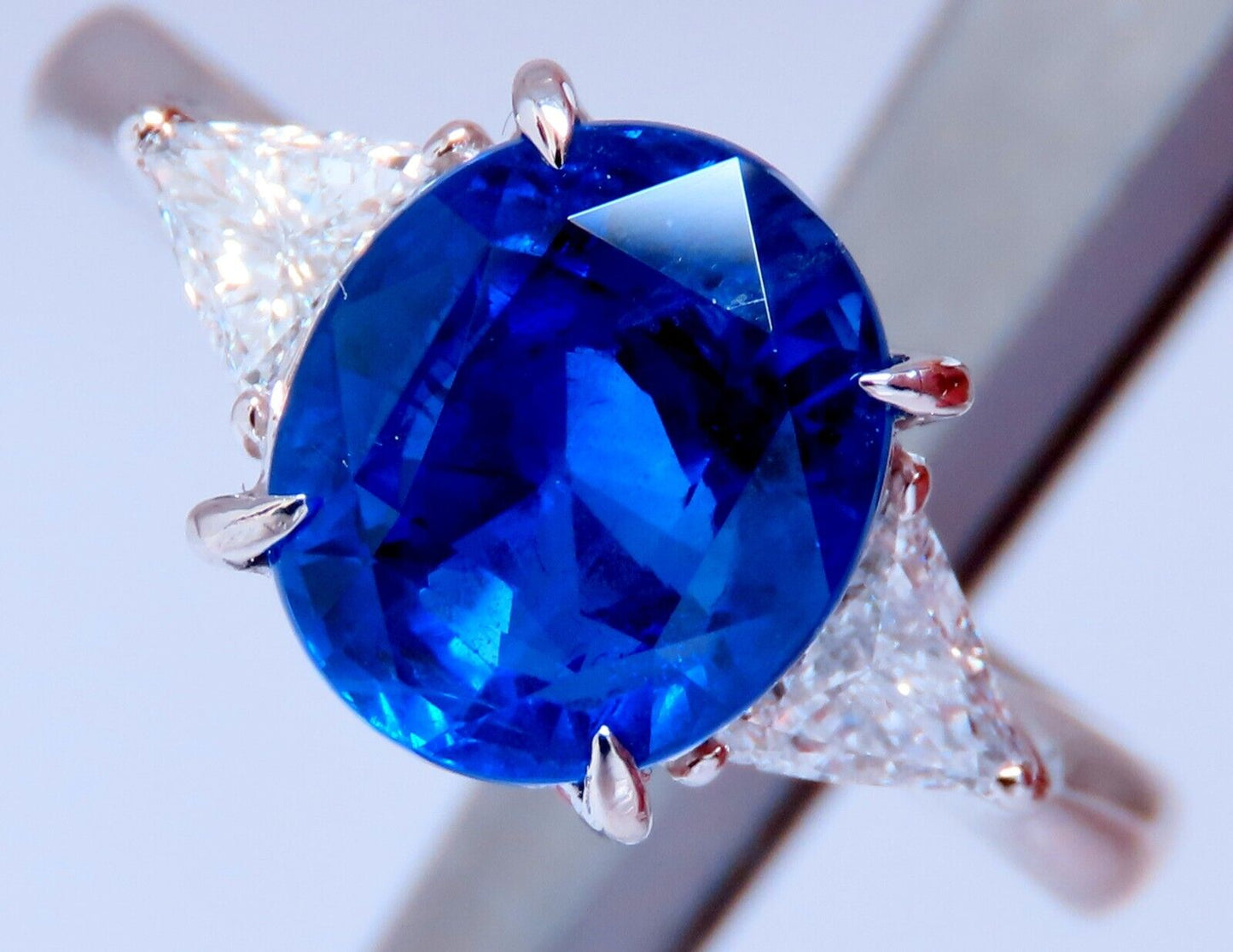 GIA Certified 3.43ct Burma No Heat Blue Sapphire Diamonds Ring Platinum