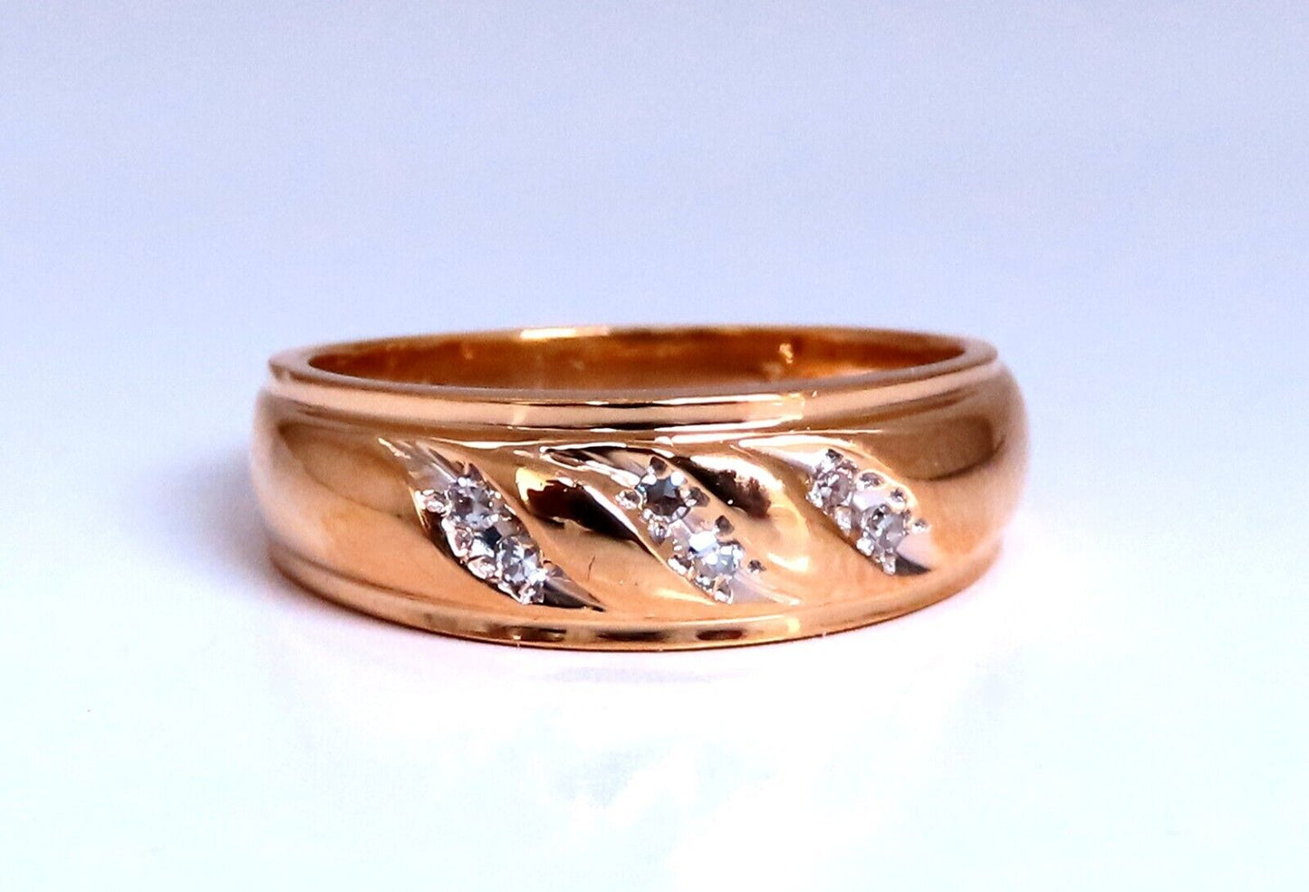 Wave Pattern Traditional Natural Diamond Band ring .08ct 14kt Gold