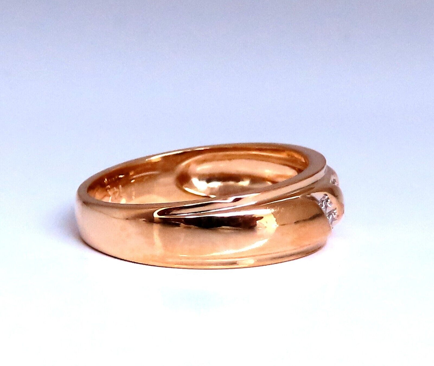 Wave Pattern Traditional Natural Diamond Band ring .08ct 14kt Gold